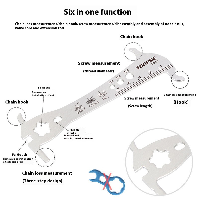 TOOPRE Mountain Bike Chain Measuring Tool Wear Gauge Chain Wear Indicator Tool