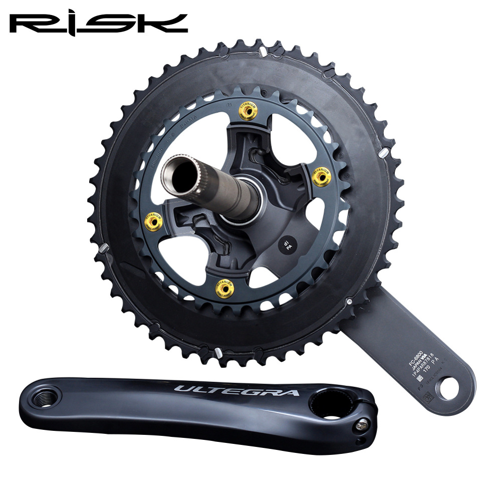 RISK road bike titanium alloy chainring bolts kit for 5800, UT6800, R8000, DA9000, R9100.