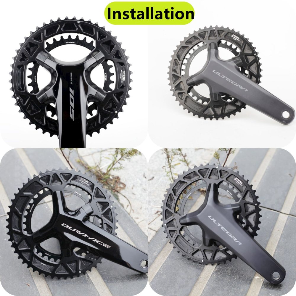 Stone 110bcd Round Double Chainring for Shimano 105 R7100 UT R8100 DA R9200 Di2 Road Bike 58 55 52 36T 53 39 54 40 50 34 48 46