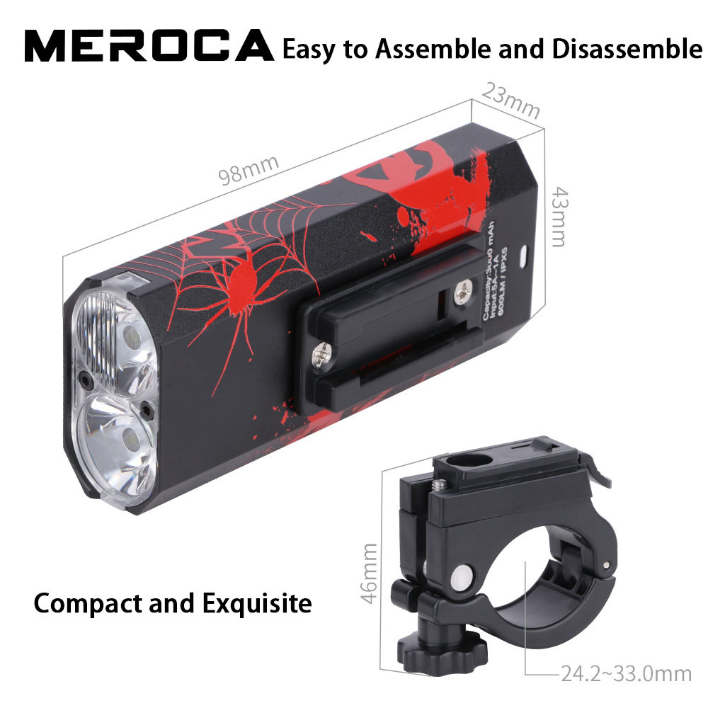 MEROCA Bicycle Front Light Mountain Bike Light With Smart Sensing USB Rechargeable Mini Bike Light Flashlight