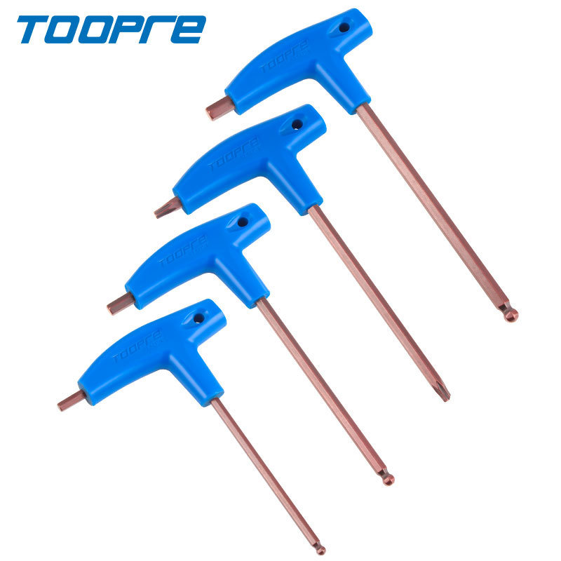 TOOPRE Bicycle Internal Hex Wrench T-handle Extended Plastic Handle Double Head T25 Wrench S2 Tool Set