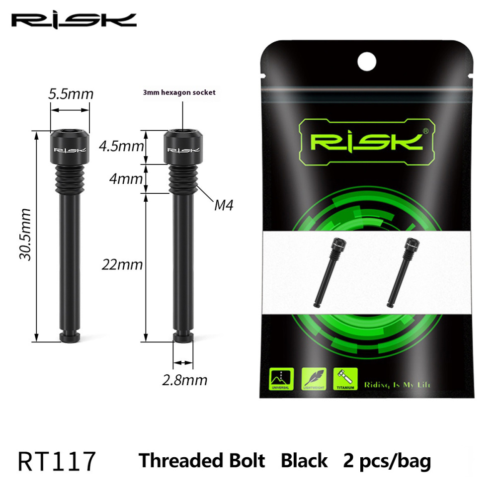 RISK Titanium Alloy Disc Brake Rotor Bolts for Mountain Bikes compatible with XT XTR Disc Brake Calipers RT117 / RT118