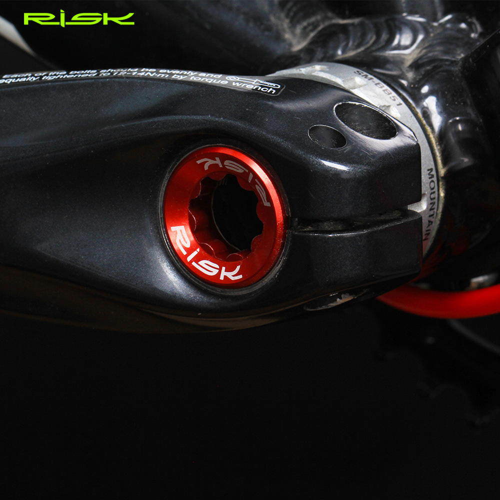 RISK Bicycle Crank Arm Cap Hollow Integrated Chainring for Mountain Bike Aluminum Alloy Crank Screws BB Axle Crank