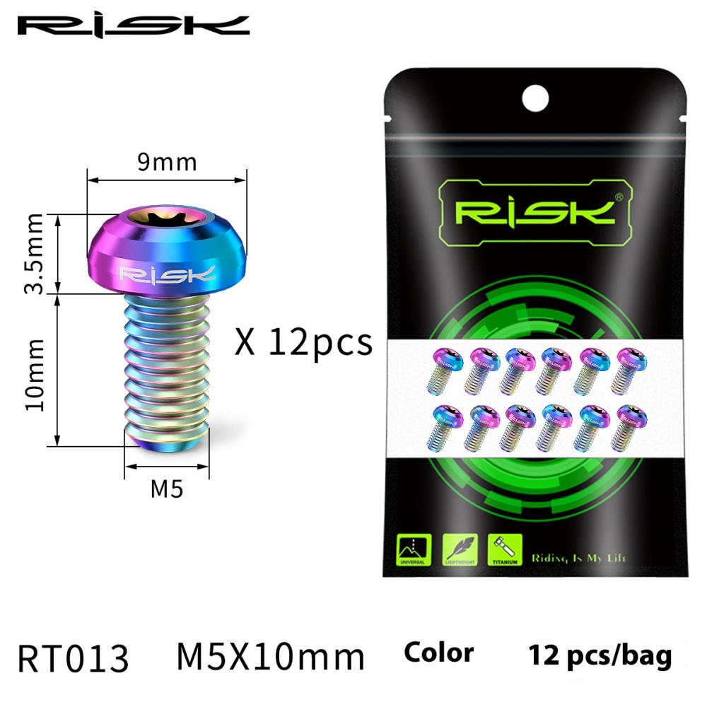 RISK Mountain Bike Titanium Alloy T25 Rotor Screws M5x10 for Disc Brake Rotor Fixation