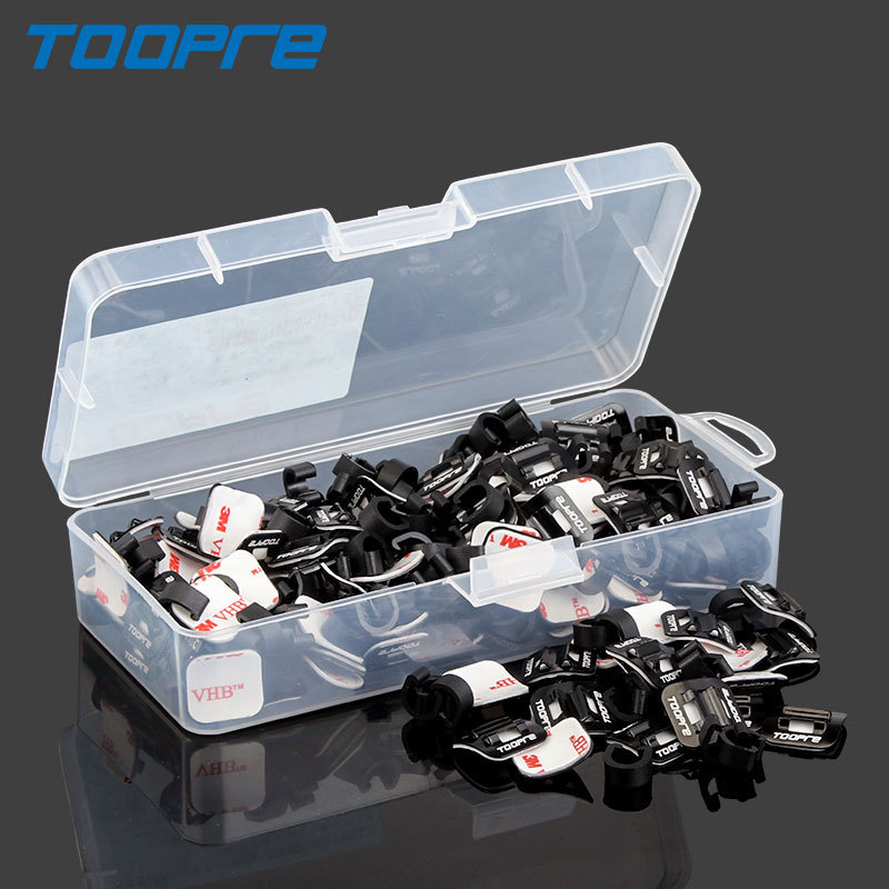 TOOPRE Bicycle C-Type Clip Wire Guide Frame Wire Holder Double-sided Tape Aluminum Alloy Oil Pipe Fixed Seat