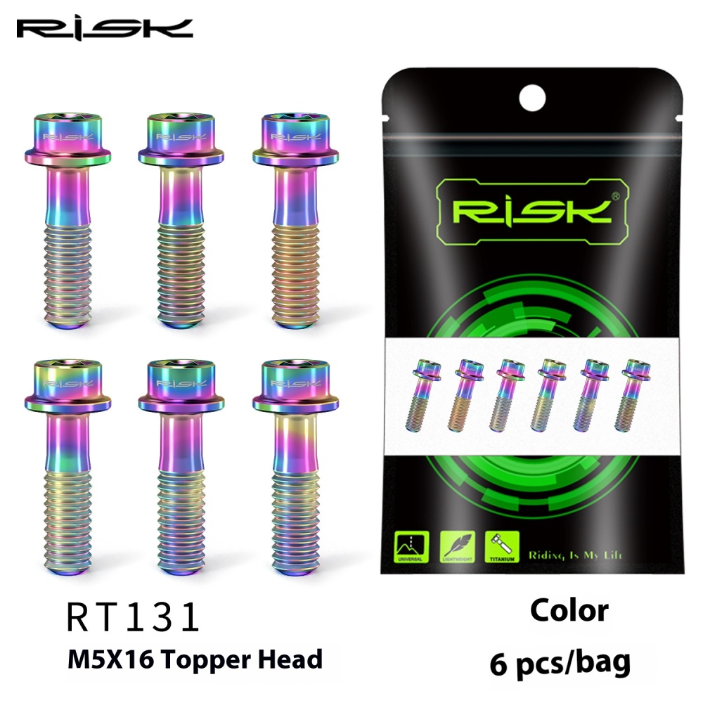 RISK M5x16/18mm Titanium Alloy Handlebar Stem Bolts for Mountain Bike Colorful Screws Button Head