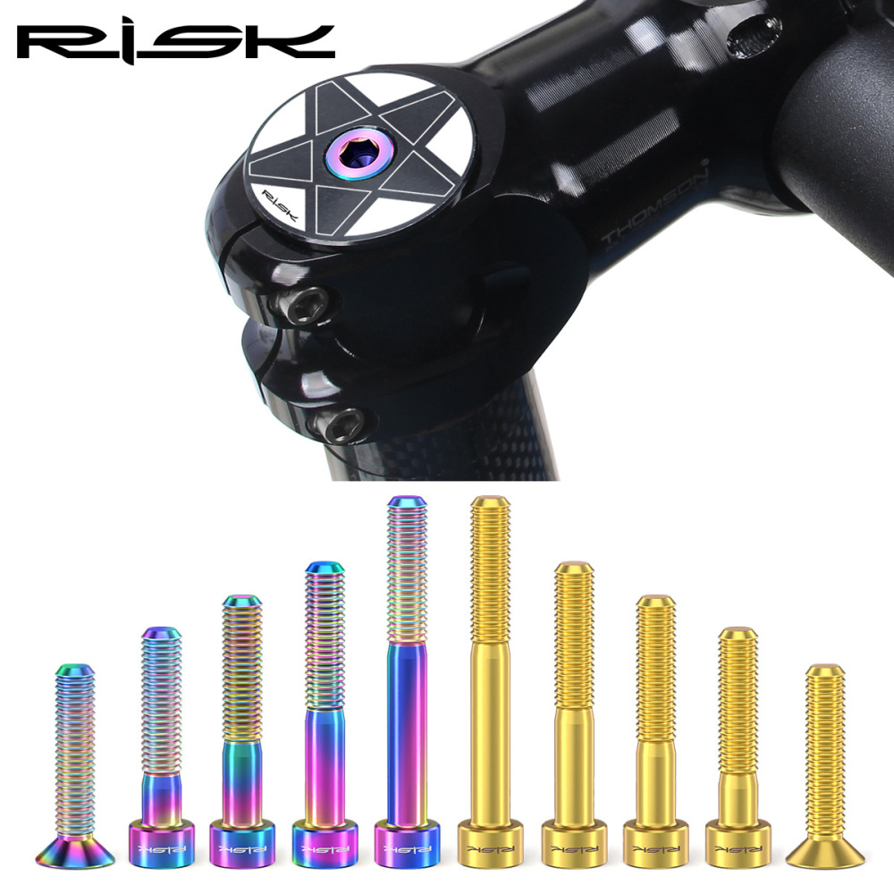 RISK M6x30/35/40mm Titanium Alloy Stem Cap Screw Extended Disc Brake Caliper Oil Disc Fixing