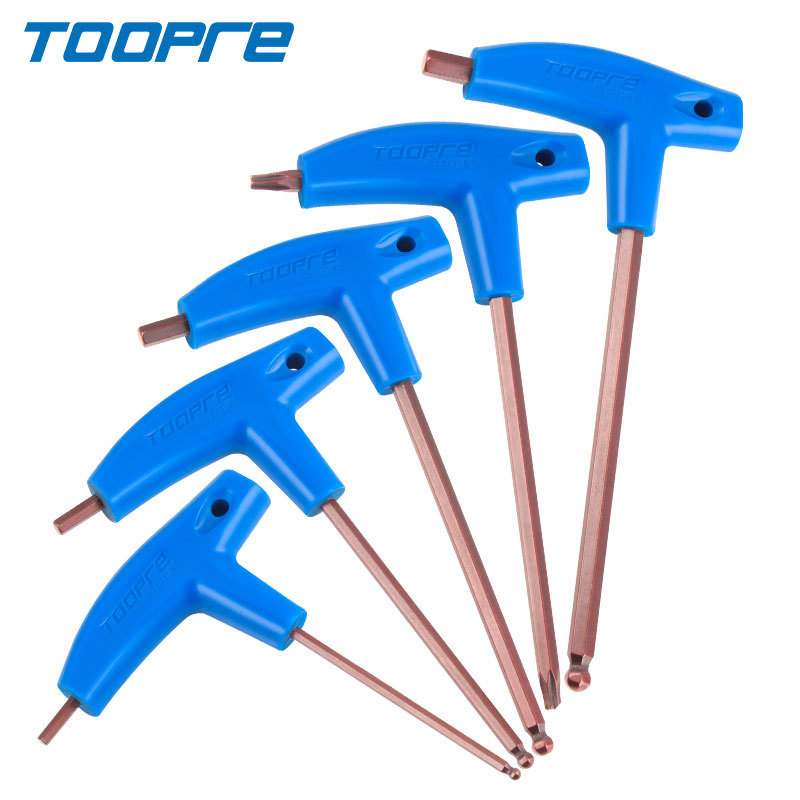 TOOPRE Bicycle Internal Hex Wrench T-handle Extended Plastic Handle Double Head T25 Wrench S2 Tool Set