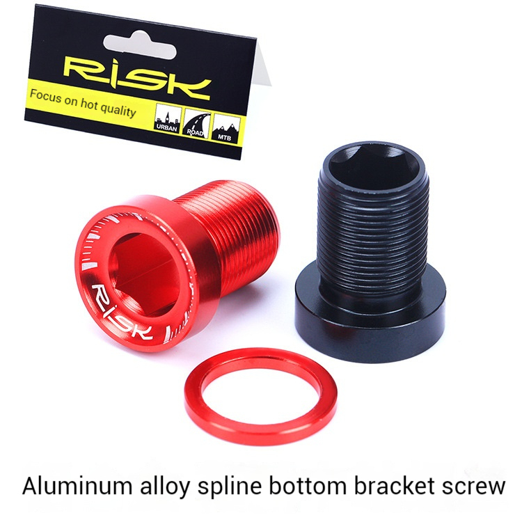 RISK Mountain Bike Spline Bottom Bracket Crank BB Screw Colorful Aluminum Alloy Hollow Non-waterproof Chainring Fixation