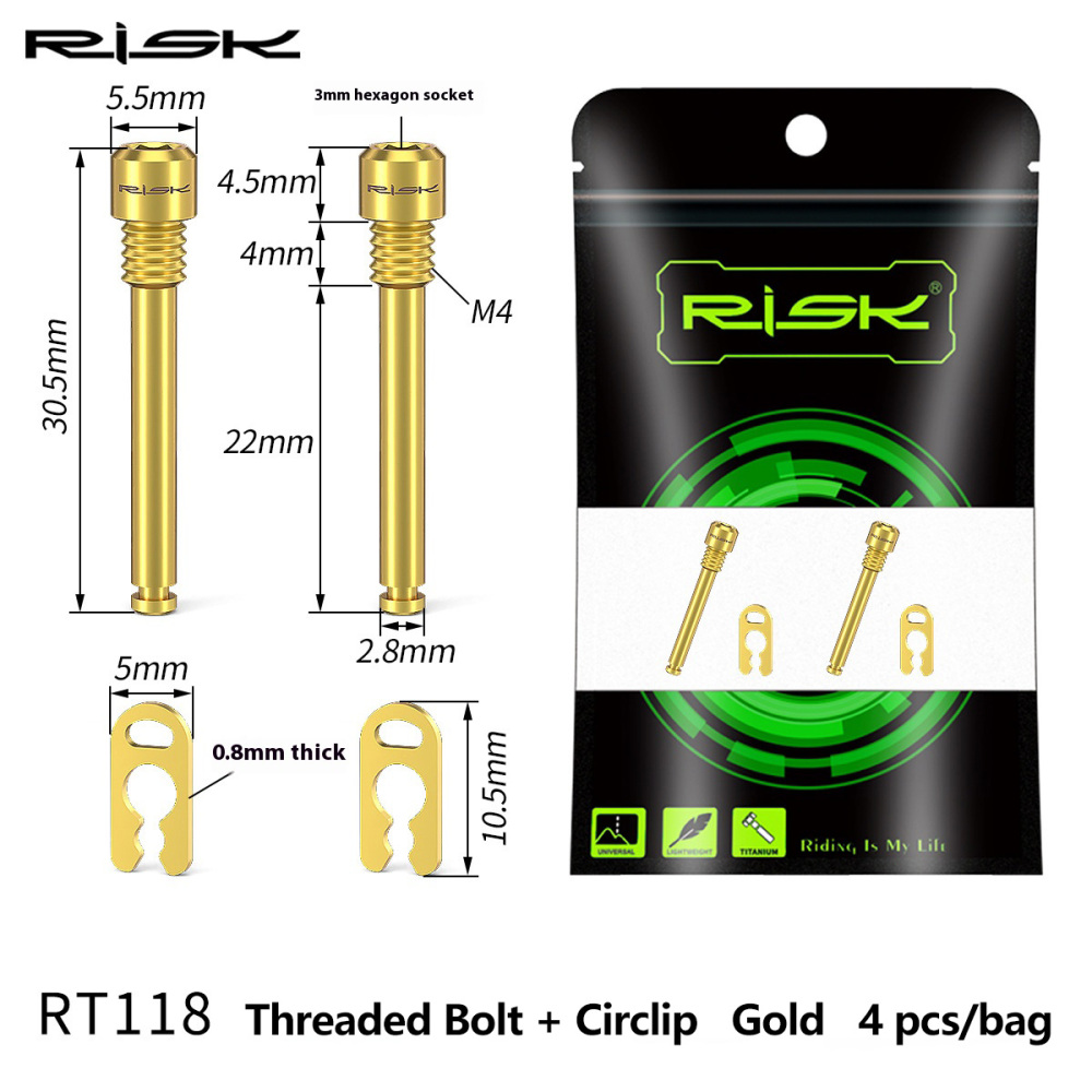 RISK Titanium Alloy Disc Brake Rotor Bolts for Mountain Bikes compatible with XT XTR Disc Brake Calipers RT117 / RT118