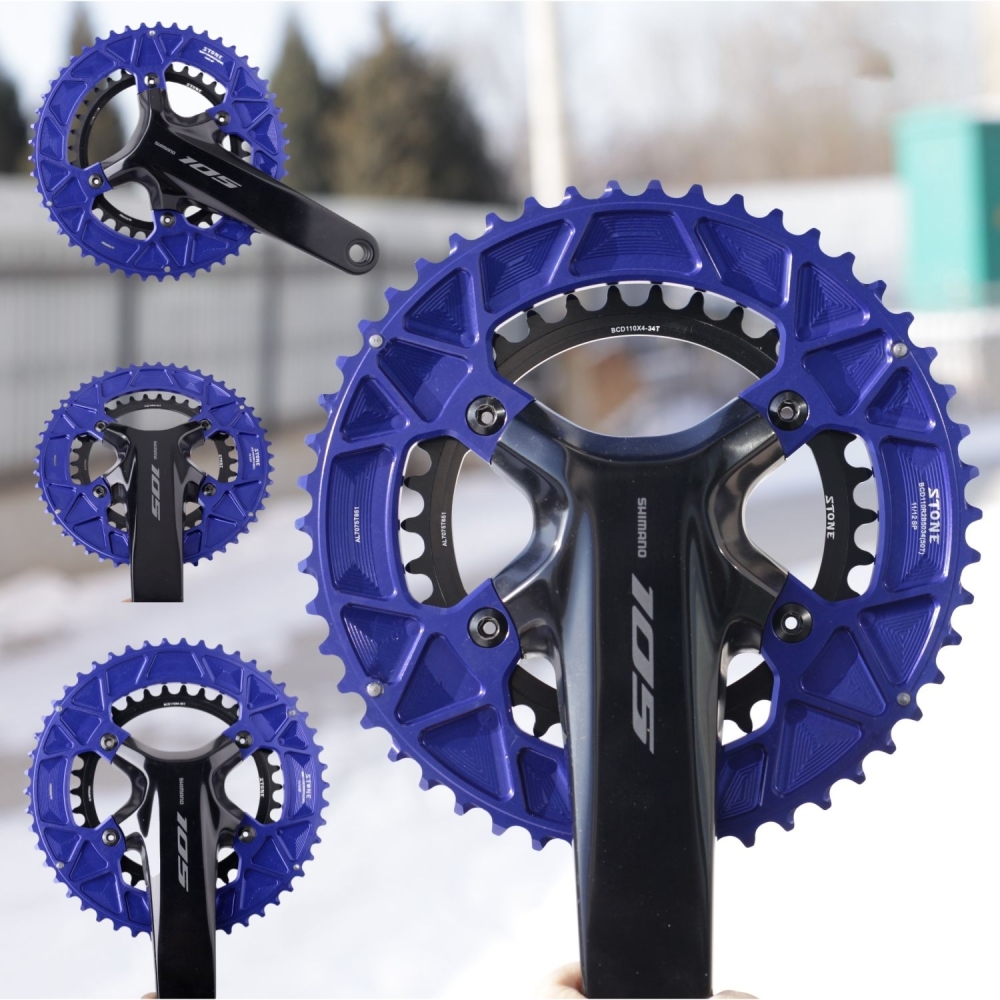 Stone 110bcd Round Double Chainring for Shimano 105 R7100 UT R8100 DA R9200 Di2 Road Bike 58 56 55 54 52 53 52 50 48 46 42 40 39 36 34 32T