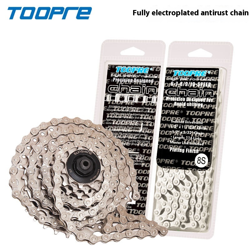 TOOPRE Mountain Bike Chain 8 9 10 11 12 Speed Road Bike 21 24 27 30S Speed Chain 116 Links