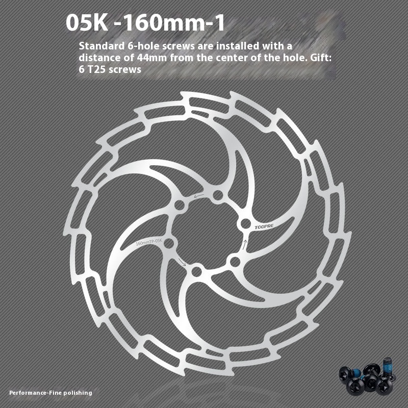 TOOPRE Mountain Bike Disc Rotor Bicycle Brake Pads 160/180/203mm Six Bolt Disc G3/HS1 with Screws