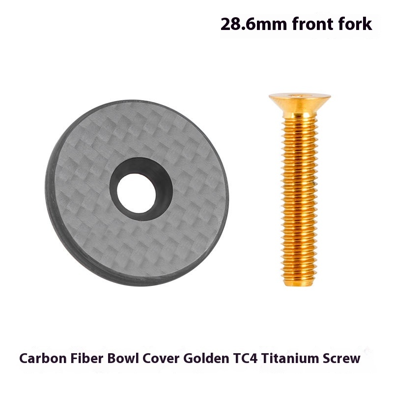 TOOPRE Bicycle Carbon Fiber Headset Cap Mountain Bike Stem Cap OD2 Fork Headset Cap with Titanium Alloy Screws