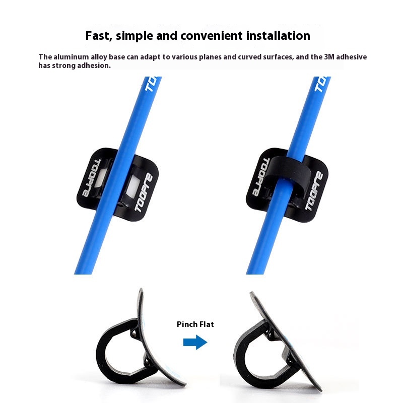 TOOPRE Bicycle C-Type Clip Wire Guide Frame Wire Holder Double-sided Tape Aluminum Alloy Oil Pipe Fixed Seat