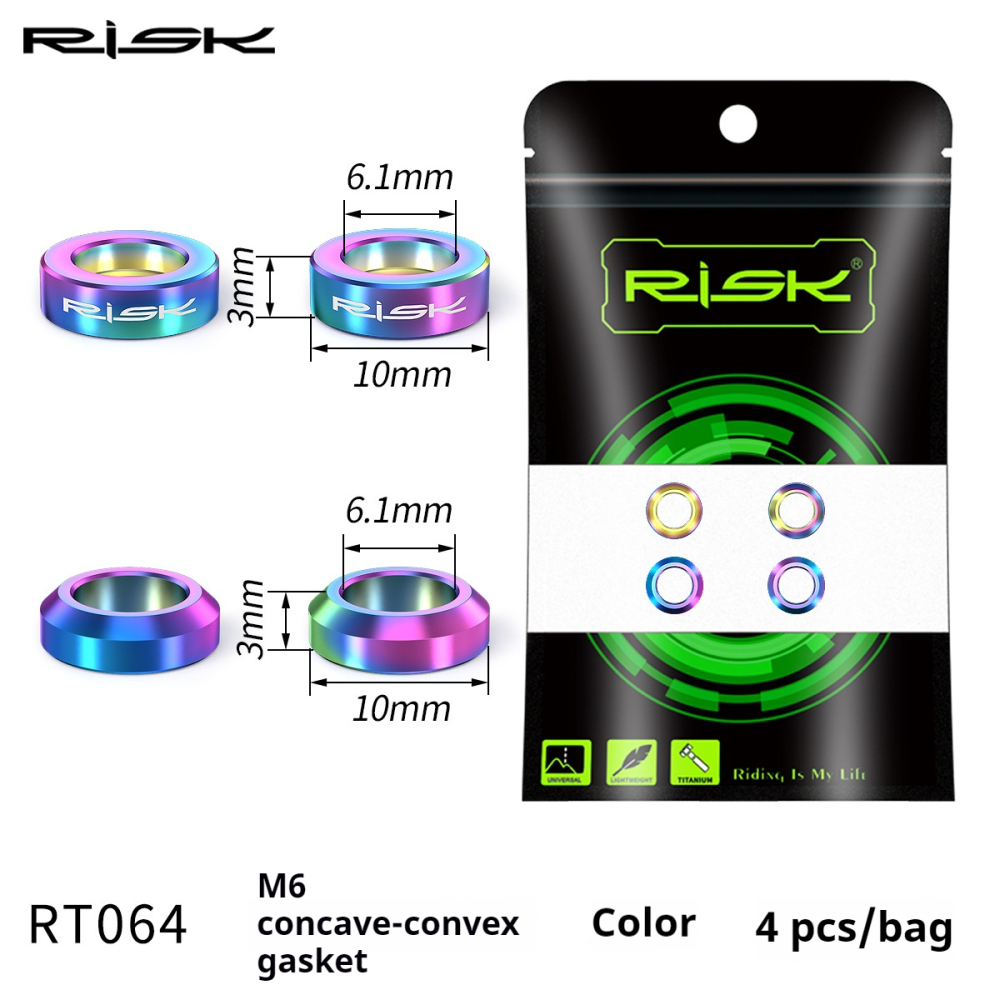 RISK Mountain and BMX Bike M6 Titanium Alloy Screws Concave-Convex Washers Brake Caliper XT Disc Brake Fixing XTR