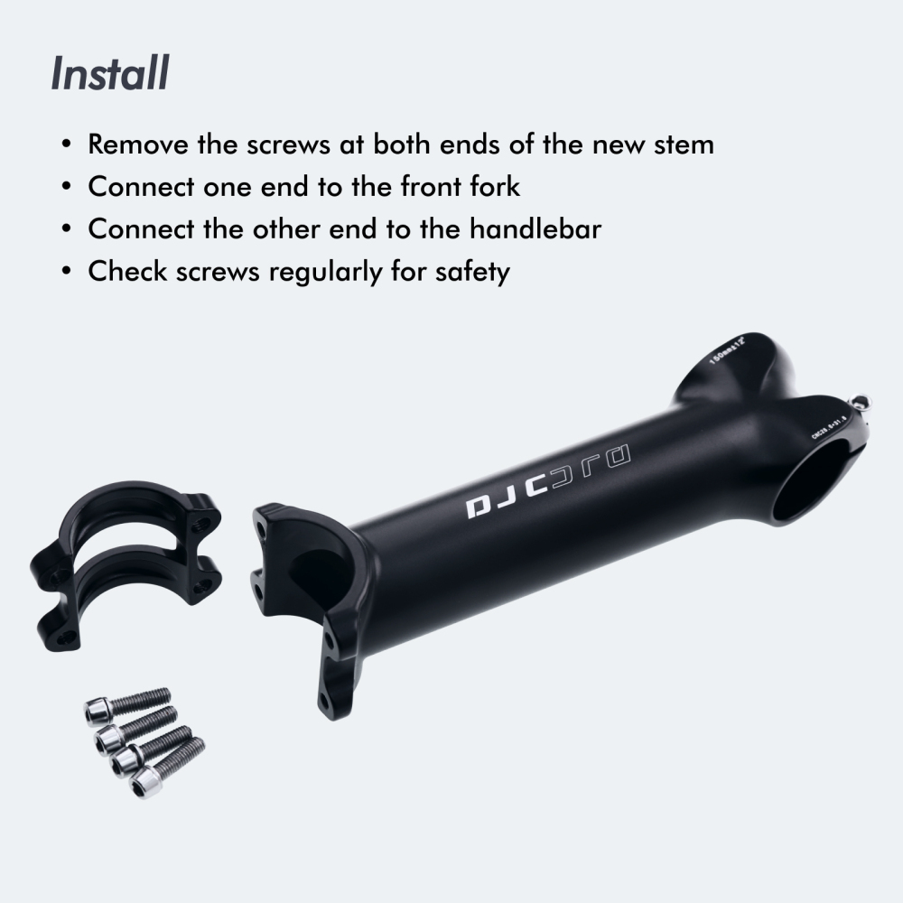 DJC Bike Stem 150mm 12 Degree 31.8mm Clamp 1-1/8" 28.6mm Fork Super Long for Road Bike, Mountain Bike, Gravel, Hybrid, E-Bikes