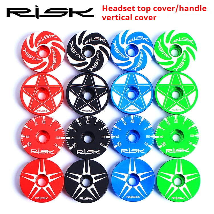 RISK Aluminum Alloy Stem Cap CNC Headset Top Cap for Mountain Road and Fixed Gear Bikes Fork Locking Upper Cap
