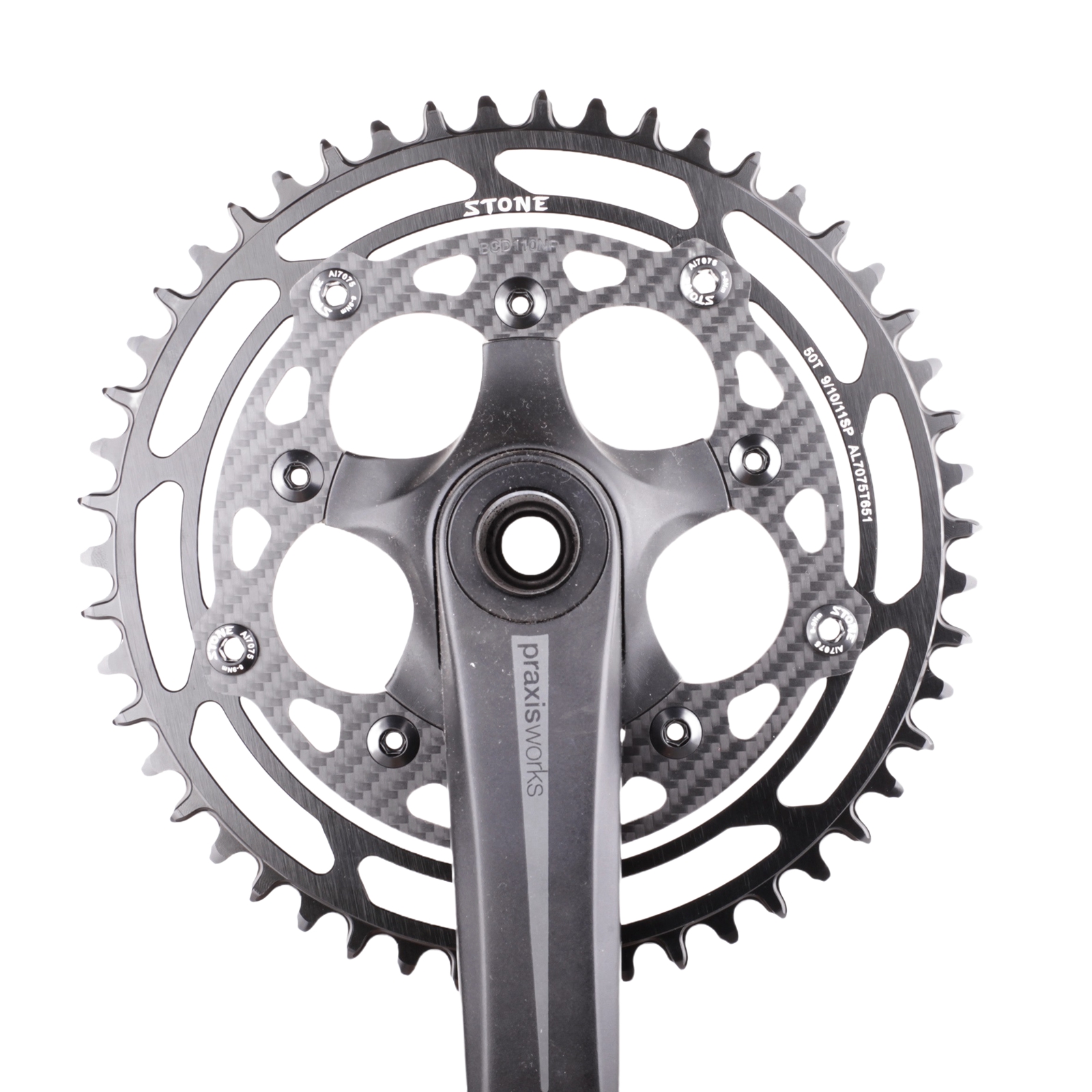 Stone Round Chainring 110BCD 5 Bolts 4mm Inner Offset Carbon fiber