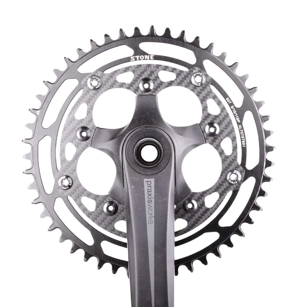 Stone Round Chainring 110BCD 5 Bolts 4mm Inner Offset Carbon fiber for Rotor Foce CX Sigeyi Xcadey QUARQ Bike 12s 12 Speed 110 BCD