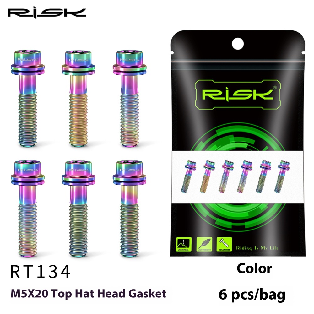 RISK M5x18/20mm Titanium Alloy Handlebar Stem Screw with Washer for Mountain Road Bike Fork Fixation