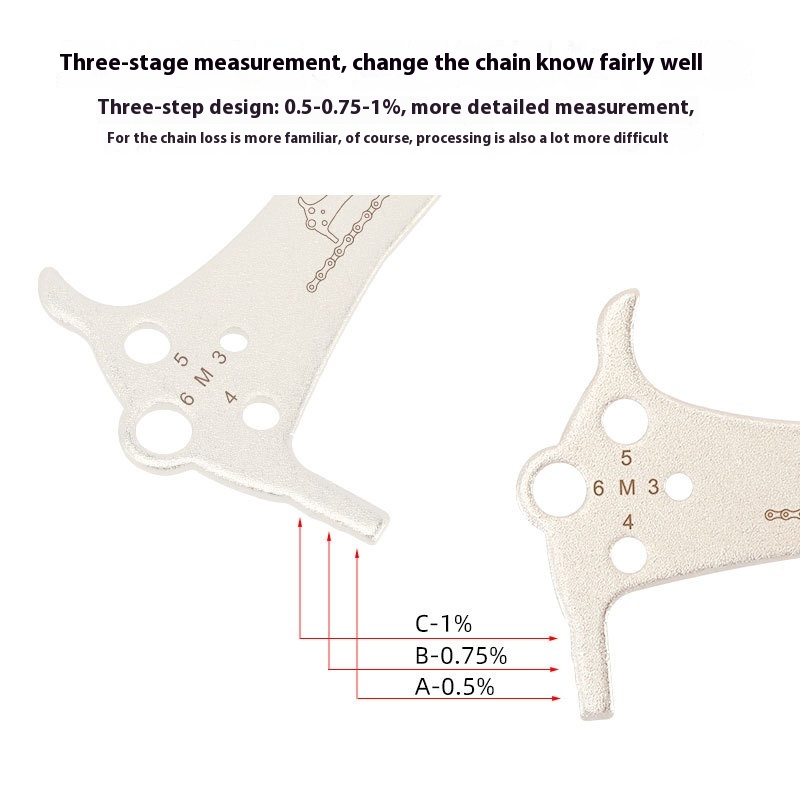 TOOPRE 3-in-1 Chain Wear Measurement Tool for Mountain and Road Bikes - Chain Gauge Wear Measurement Tool and Caliper