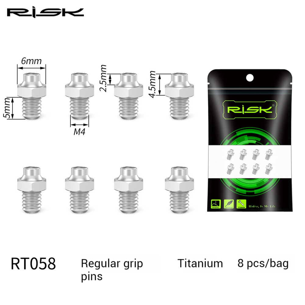 RISK Mountain Bike XC Cross-Country Titanium Alloy Pedal Pins Hexagonal Anti-Slip Pins Boxed