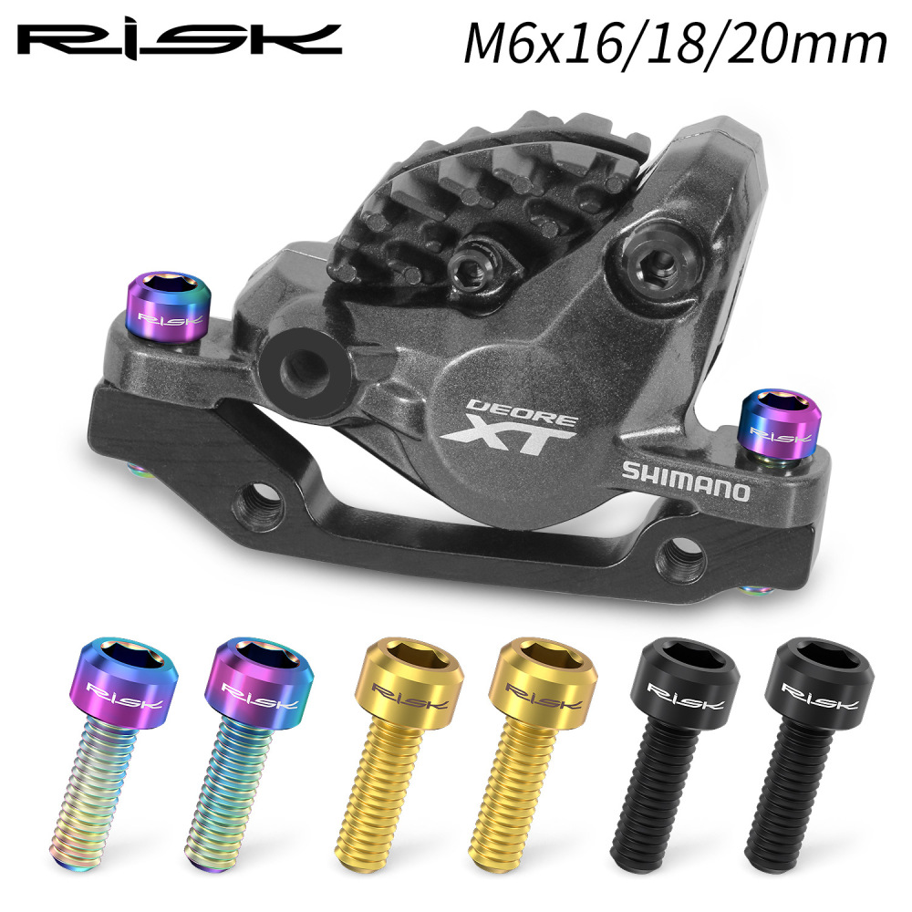 RISK M6x16/18/20 Mountain Bike Disc Brake Caliper Fixing Screws Titanium Alloy Brake Screws