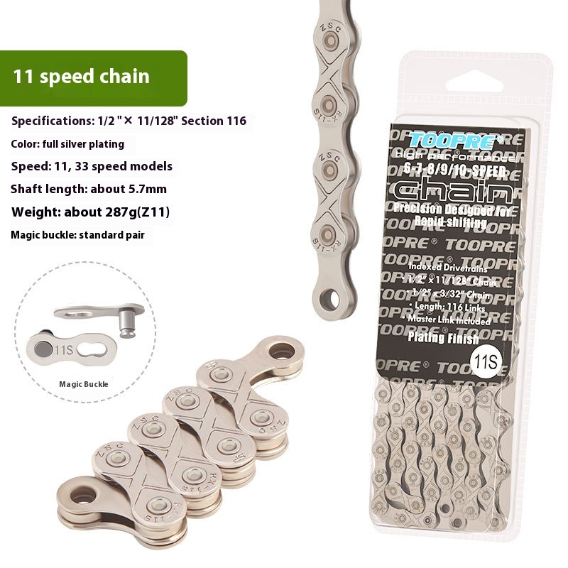TOOPRE Mountain Bike Chain 8 9 10 11 12 Speed Road Bike 21 24 27 30S Speed Chain 116 Links