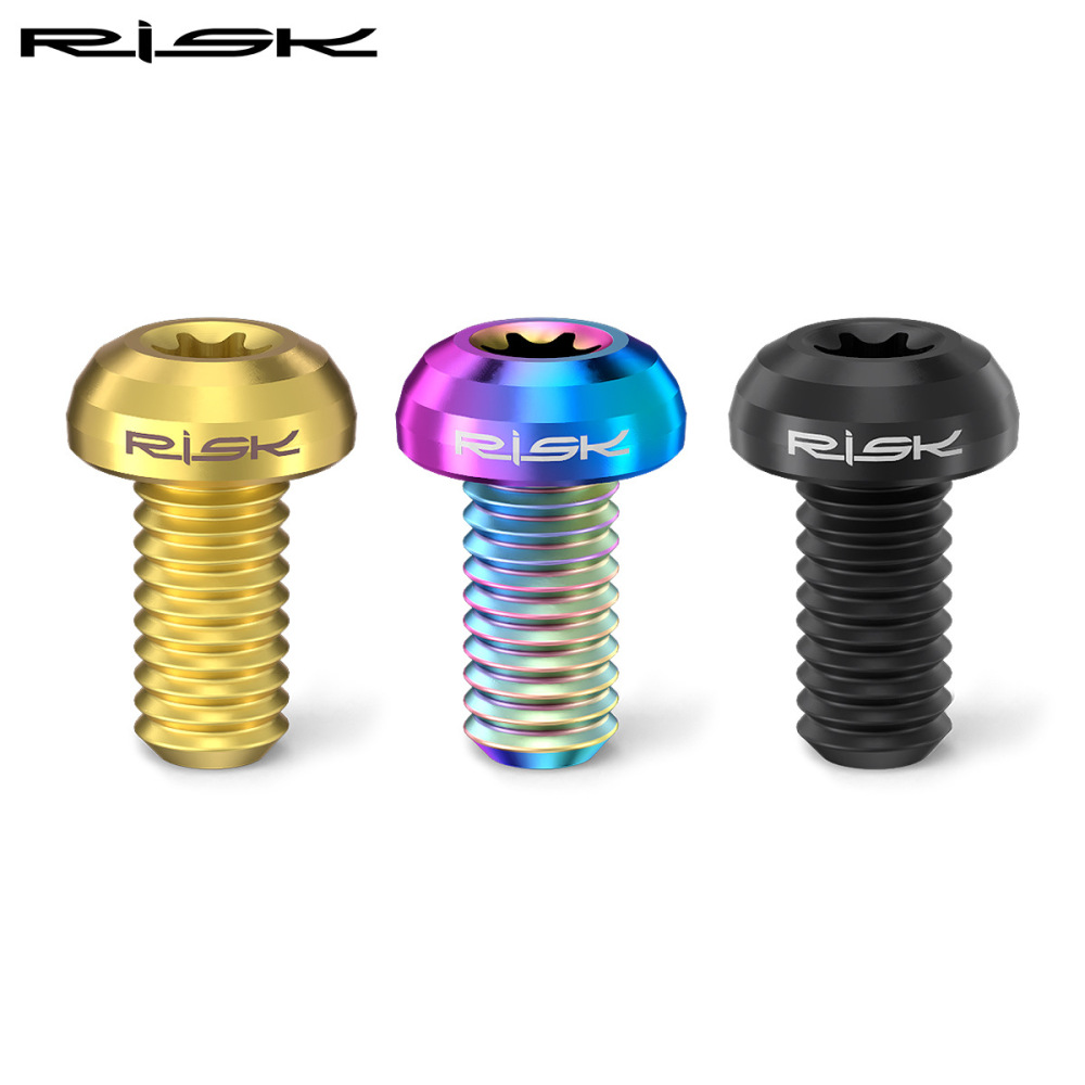 RISK Mountain Bike Titanium Alloy T25 Rotor Screws M5x10 for Disc Brake Rotor Fixation