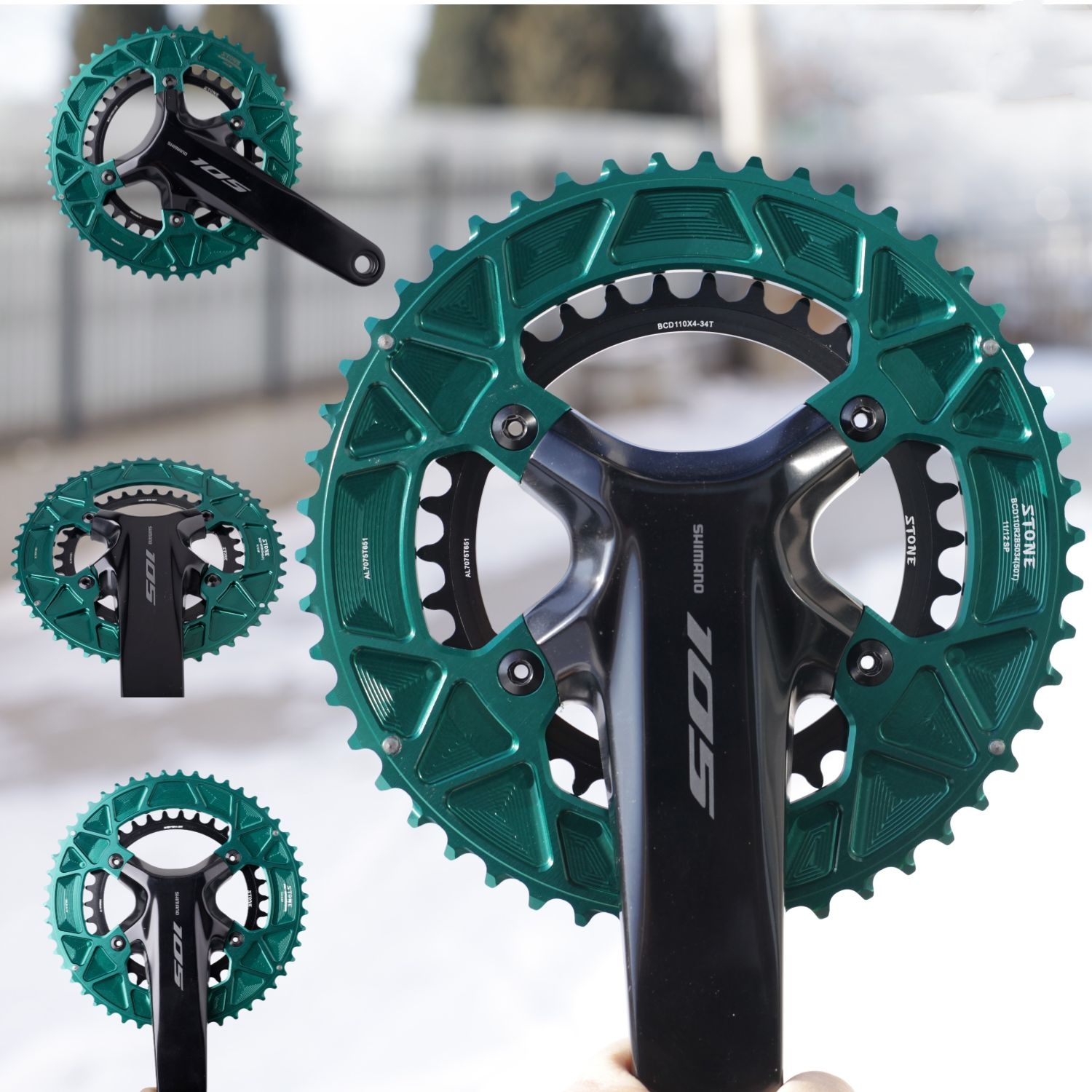 Stone 110bcd Round Double Chainring for Shimano 105 R7100 UT R8100