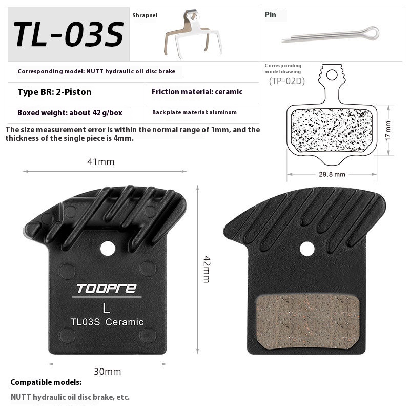 TOOPRE Mountain Bike Disc Brake lining L03A L04A L05A Ceramic Full-Metal Brake Pads