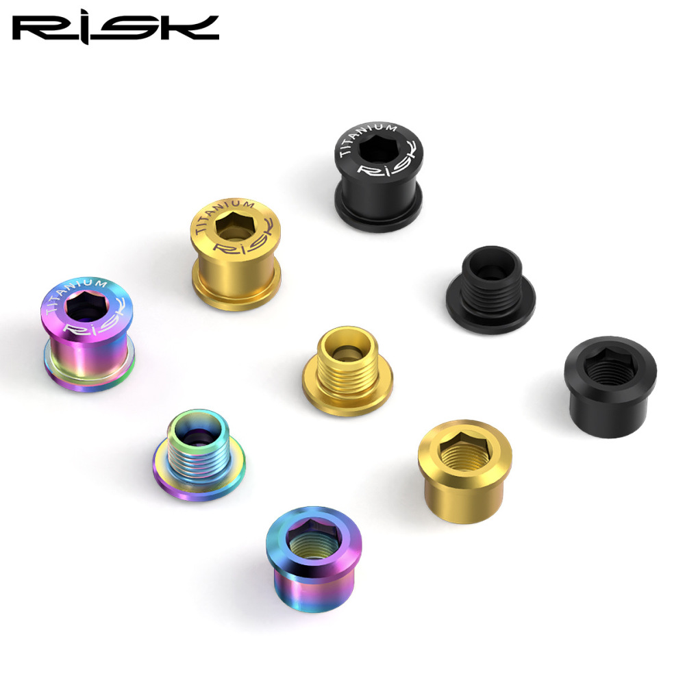 RISK 6.5mm Mountain Bike Titanium Alloy Single Chainring Bolts Screws for XT Chainring Fixing