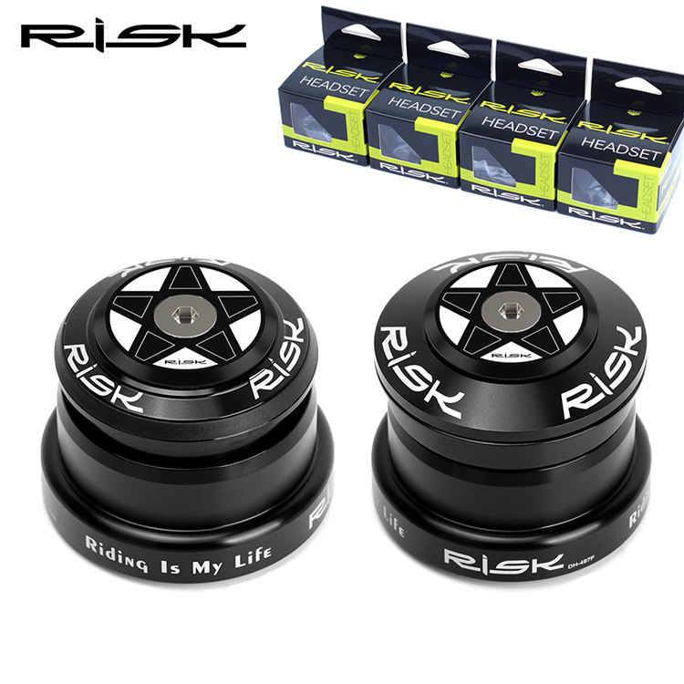 RISK Mountain Bike Headset DH Downhill 44-49.7/49.7mm Tapered with 1.5 Tapered Straight Tube Fork Bearings