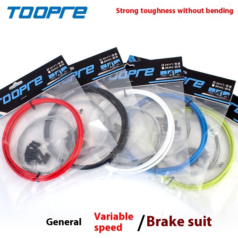 TOOPRE Bicycle Brake Cable Housing Kit Mountain/Road Bike Shift Cable Housing End Caps and Inner Cables