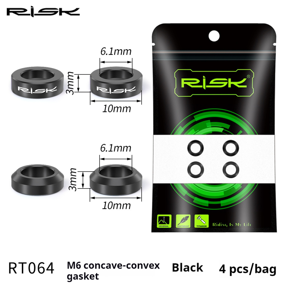 RISK Mountain and BMX Bike M6 Titanium Alloy Screws Concave-Convex Washers Brake Caliper XT Disc Brake Fixing XTR