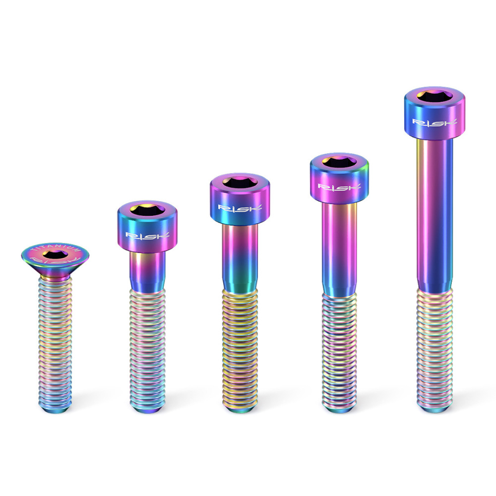 RISK M6x30/35/40mm Titanium Alloy Stem Cap Screw Extended Disc Brake Caliper Oil Disc Fixing