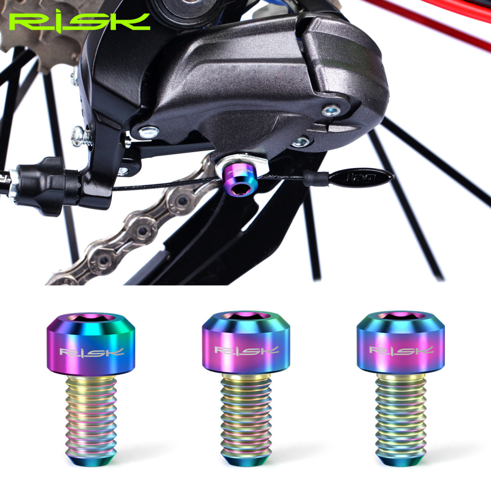 RISK Mountain and Road Bike Front and Rear Derailleur Cable Adjusting Titanium Alloy Colorful Screws M5x9mm