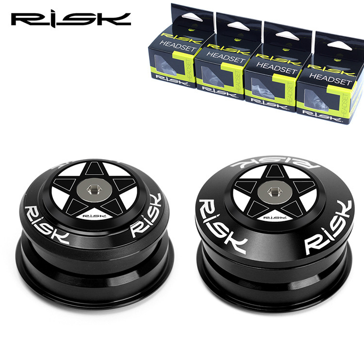 RISK Mountain Bike Headset DH Downhill 44-49.7/49.7mm Tapered with 1.5 Tapered Straight Tube Fork Bearings