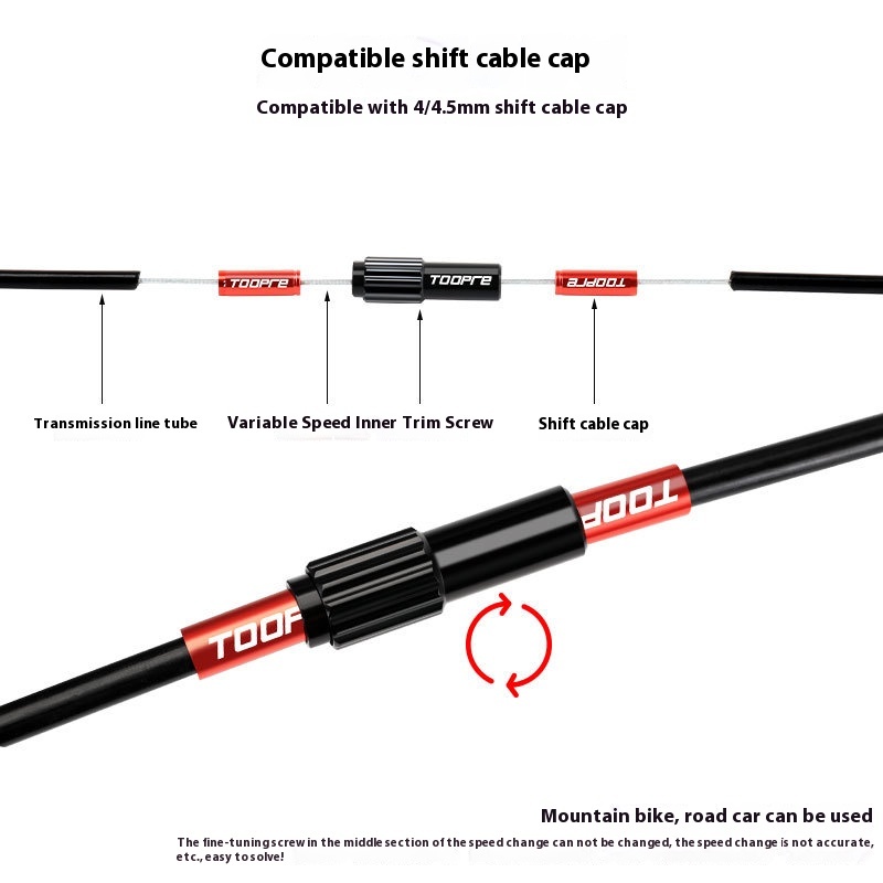 TOOPRE Mountain Bike Road Bike Derailleur Cable Adjuster with 4mm Hand-Turned Fixed Gear Micro-Adjust Screw Mid-Segment Micro Adjustment