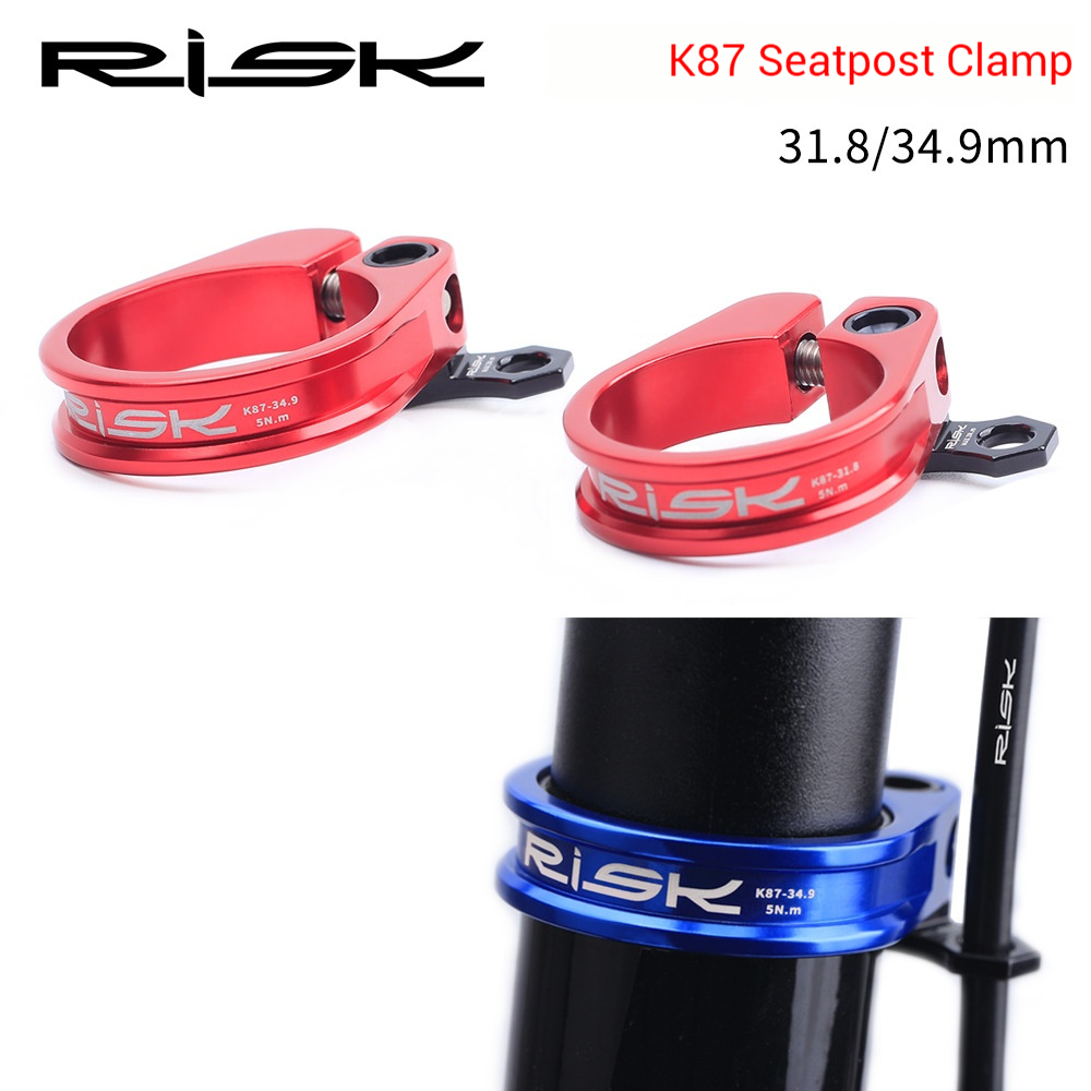 RISK K87 Mountain/Road Bike Seatpost Clamp with Quick Release Seat Tube Clamp Ring 31.8/34.9mm
