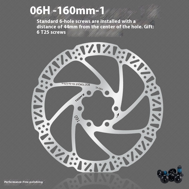 TOOPRE Mountain Bike Disc Rotor Bicycle Brake Pads 160/180/203mm Six Bolt Disc G3/HS1 with Screws
