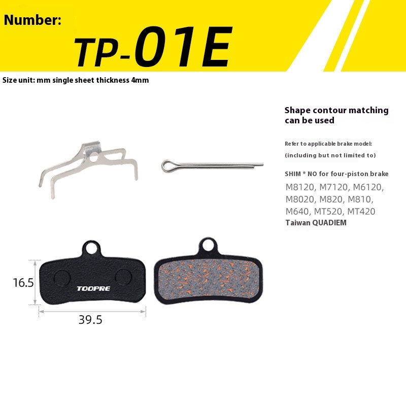 TOOPRE Mountain Bike Brake Pads Resin Semi-Metallic Disc Brake Pads for M446 355 395 BB5