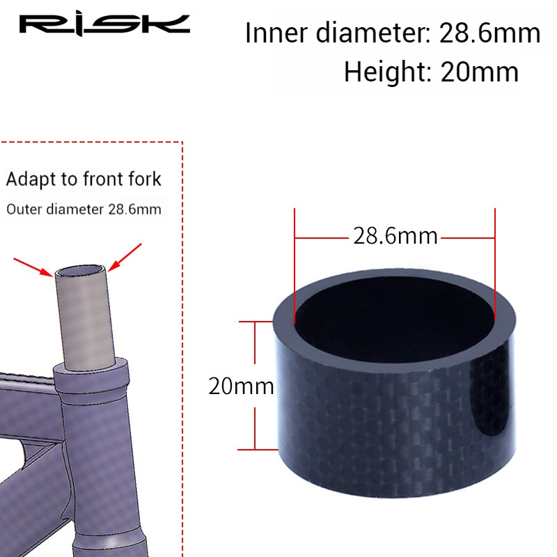 RISK Road Bike 28.6mm/31.8mm Fork Headset Carbon Fiber Washer OD2 Spacer Ring
