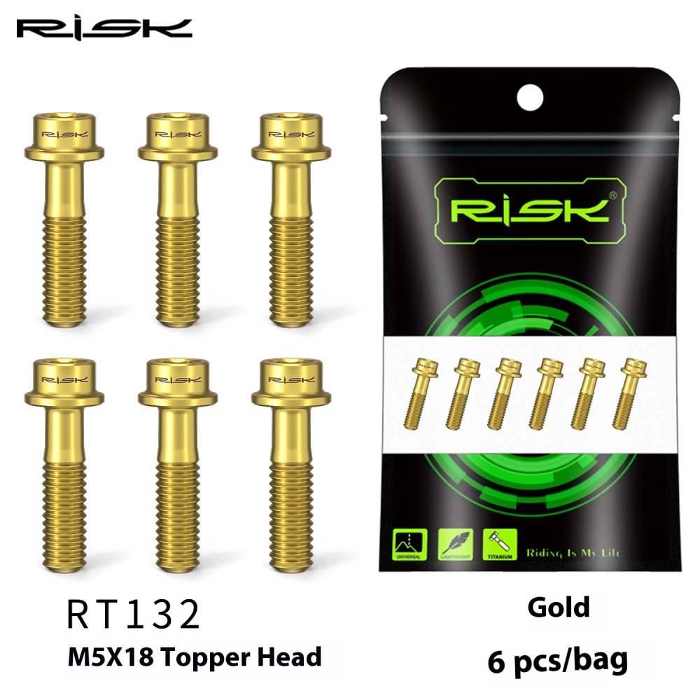 RISK M5x16/18mm Titanium Alloy Handlebar Stem Bolts for Mountain Bike Colorful Screws Button Head