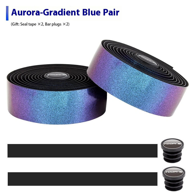 TOOPRE Road Bike Handlebar Tape Color-Changing Sweat-Wicking Anti-Slip Curved Bar Tape Colorful Aurora Gradient