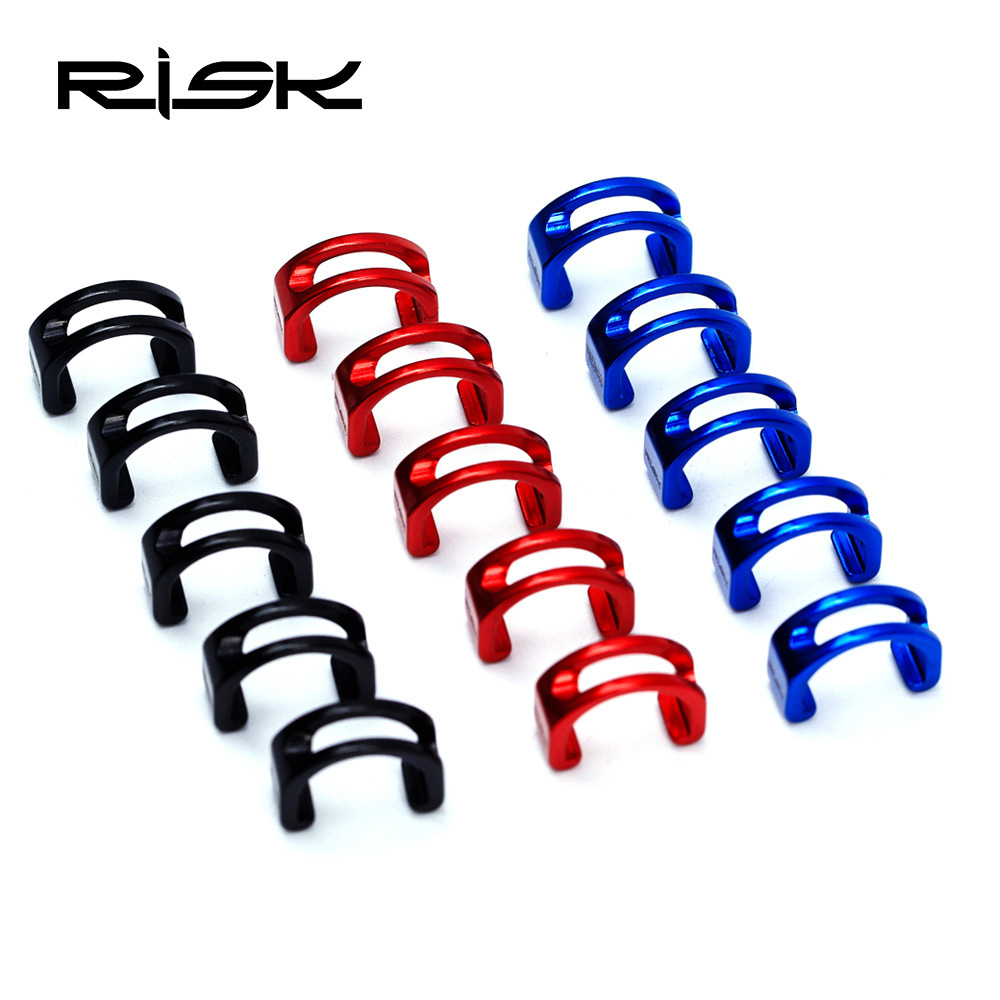 RISK Cable Clips for Oil Tubes Aluminum Alloy Overline Clips U-shaped Fixing Clips for Mountain Bike Derailleur Brakes