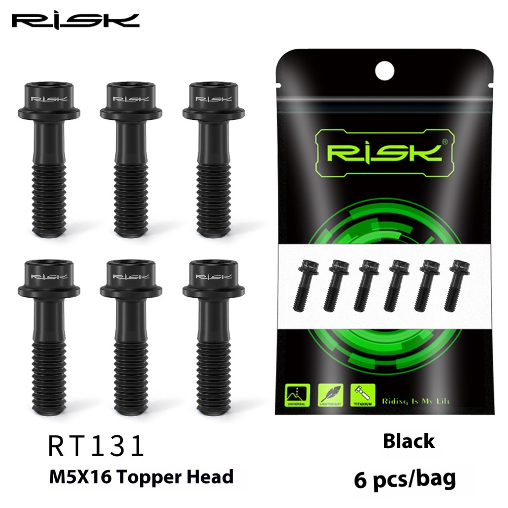 RISK M5x16/18mm Titanium Alloy Handlebar Stem Bolts for Mountain Bike Colorful Screws Button Head