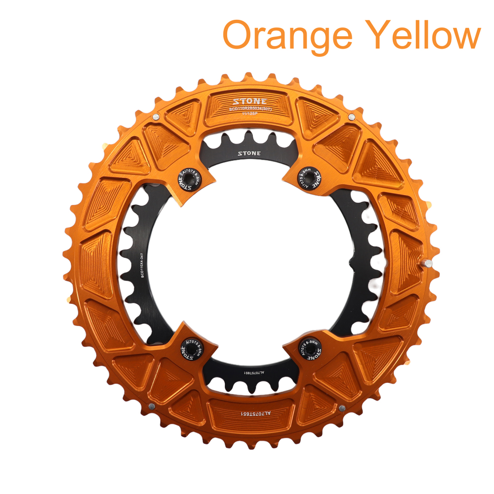 Stone 110bcd Round Double Chainring for Shimano 105 R7100 UT R8100 DA R9200 Di2 Road Bike 58 56 55 54 52 53 52 50 48 46 42 40 39 36 34 32T