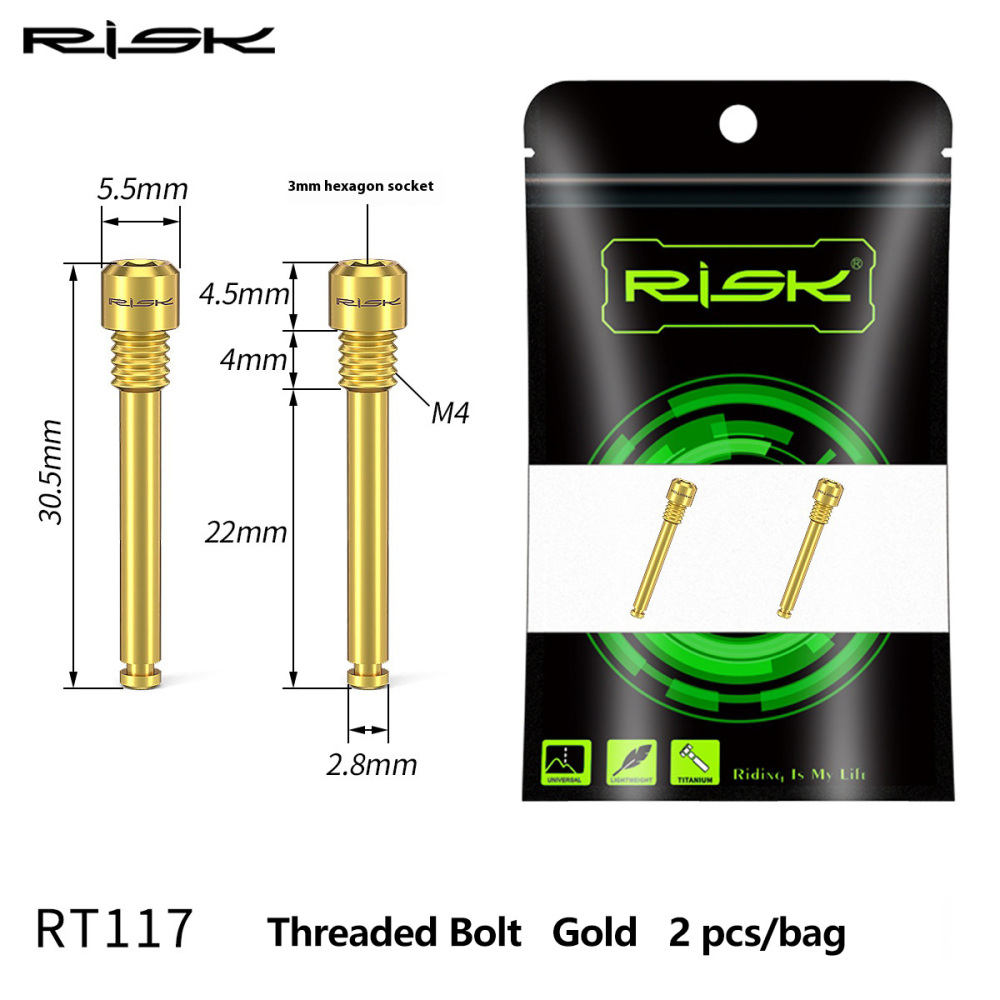 RISK Titanium Alloy Disc Brake Rotor Bolts for Mountain Bikes compatible with XT XTR Disc Brake Calipers RT117 / RT118